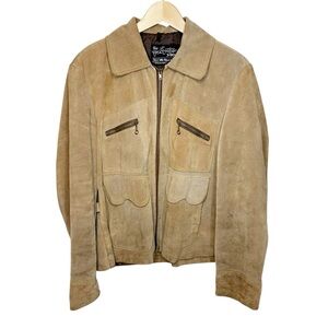 Vintage 70s Sears The Leather Shop Genuine Suede Zip Jacket Size 42
